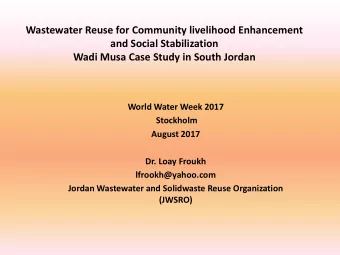 Wastewater Reuse for Community livelihood Enhancement  and Social Stabilization  Wadi Musa Case