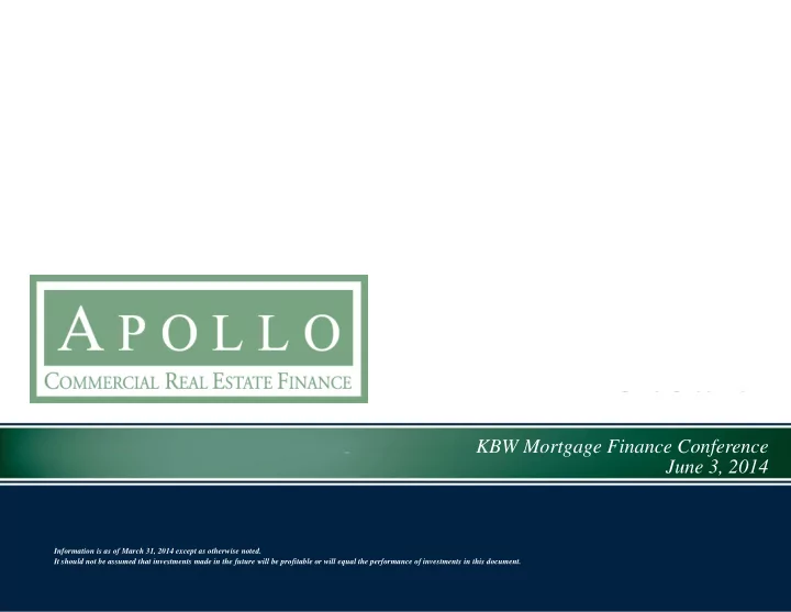 kbw mortgage finance conference june 3 2014
