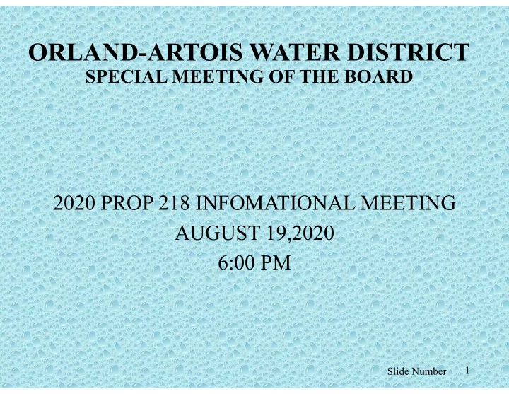 orland artois water district
