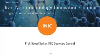 Iran Nanotechnology Innovation Council  Programs, Activities &amp; Achievements  INIC  2019  Iran