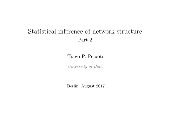 statistical inference of network structure