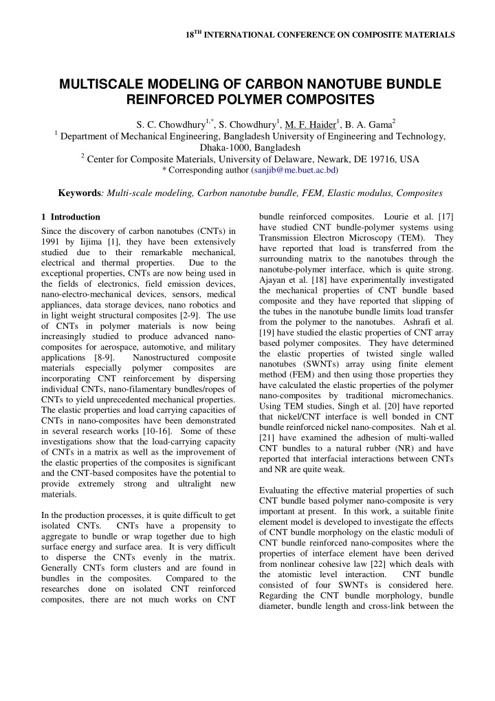 multiscale modeling of carbon nanotube bundle reinforced