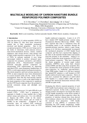 MULTISCALE MODELING OF CARBON NANOTUBE BUNDLE  REINFORCED POLYMER COMPOSITES S. C. Chowdhury 1,* ,