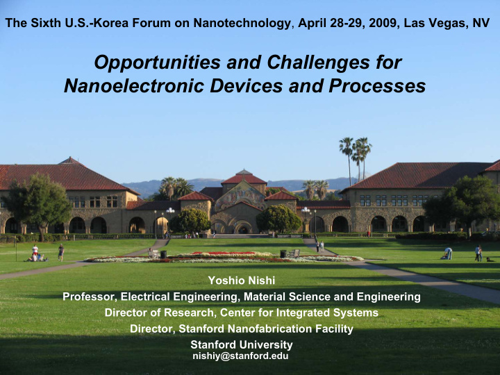 opportunities and challenges for nanoelectronic devices