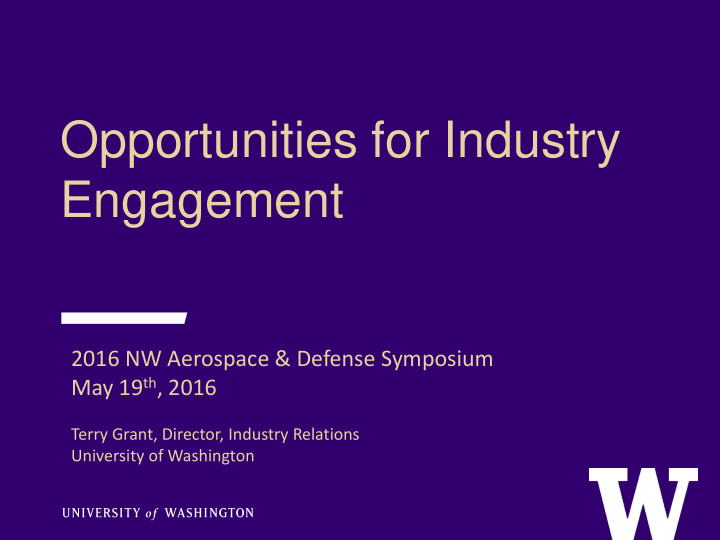 opportunities for industry engagement