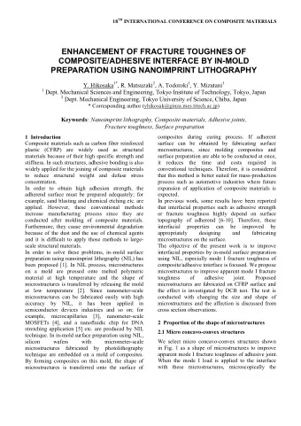 ENHANCEMENT OF FRACTURE TOUGHNES OF  COMPOSITE/ADHESIVE INTERFACE BY IN-MOLD  PREPARATION USING