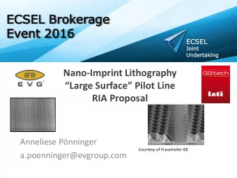 ECS  CSEL  EL Bro  roker  erage  age  Event  nt 2016  16  ECSE  CSEL  Joint  Undertak  aking  ng