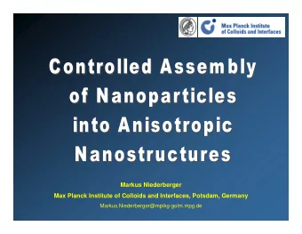 Markus Niederberger  Max Planck Institute of Colloids and Interfaces, Potsdam, Germany