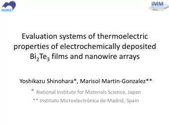 Evaluation systems of thermoelectric  properties of electrochemically deposited Bi 2 Te 3 films and