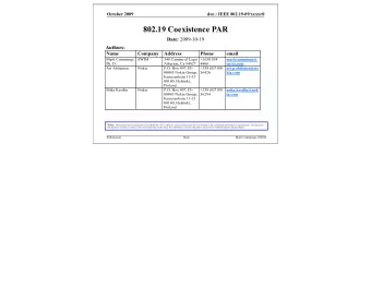 802.19 Coexistence PAR Date: 2009-10-19  Authors: Notice: This document has been prepared to assist