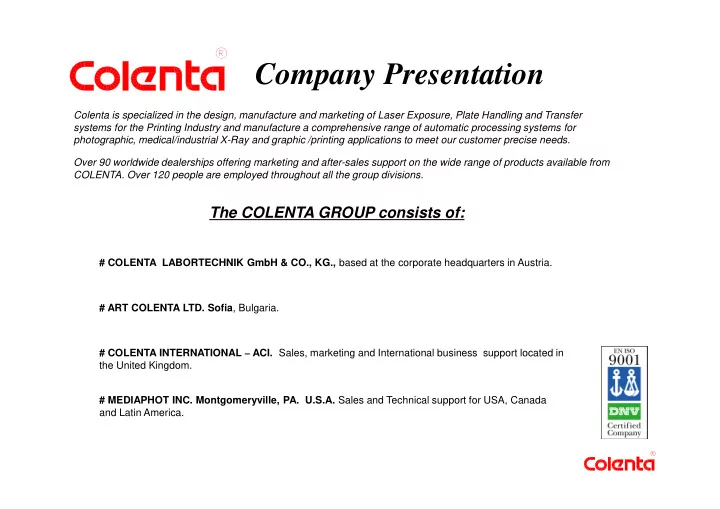 company presentation