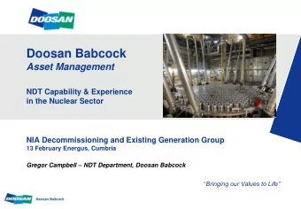 Doosan Babcock  Asset Management  NDT Capability &amp; Experience  in the Nuclear Sector  NIA