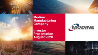 Modine  Manufacturing  Company  Investor  Presentation  August 2020  Forward-Looking Statements