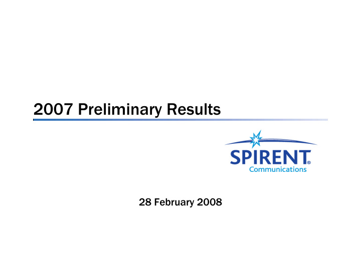 2007 preliminary results