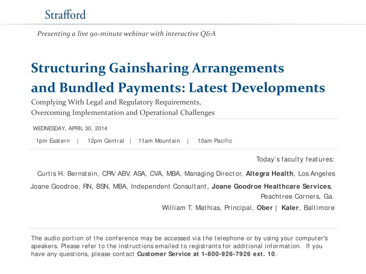 structuring gainsharing arrangements and bundled payments