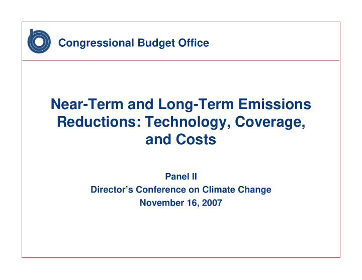 near term and long term emissions reductions technology