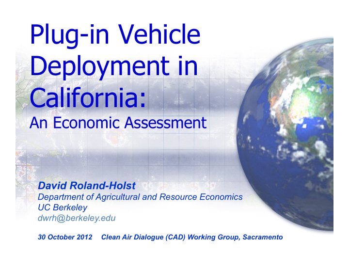 plug in vehicle deployment in california