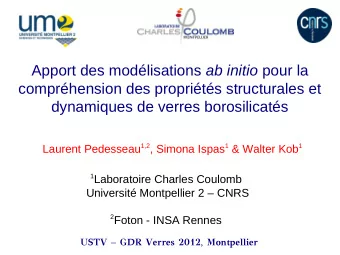 Apport des modlisations ab initio pour la  comprhension des proprits structurales et