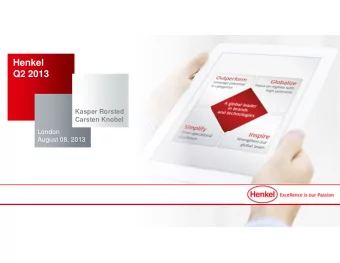 Henkel  Q2 2013  Kasper Rorsted  Carsten Knobel  London  August 08, 2013  1  August 08, 2013  Q2