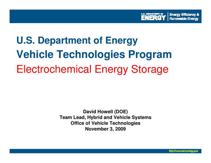 vehicle technologies program electrochemical energy