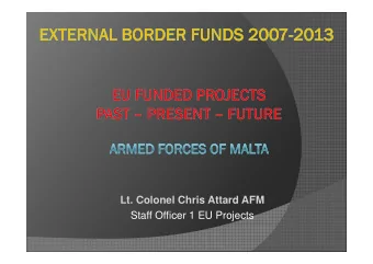 Lt. Colonel Chris Attard AFM  Staff Officer 1 EU Projects  EXTERNAL BORDER FUNDS 2007-2013  19