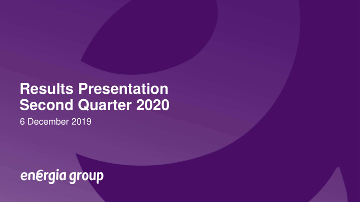 results presentation second quarter 2020