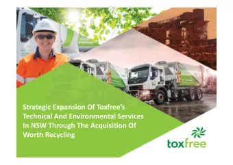 Strategic Expansion Of Toxfrees Technical And Environmental Services In NSW Through The