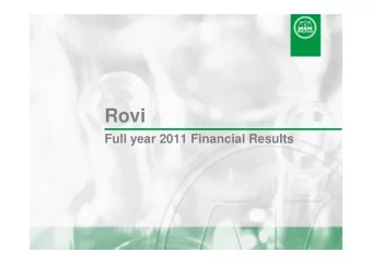 Rovi  Full year 2011 Financial Results  Full year 2011 Financial Results  Disclaimer  This document