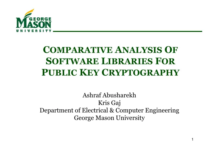 evaluation of multi precision arithmetic libraries for
