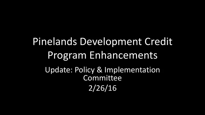 pinelands development credit