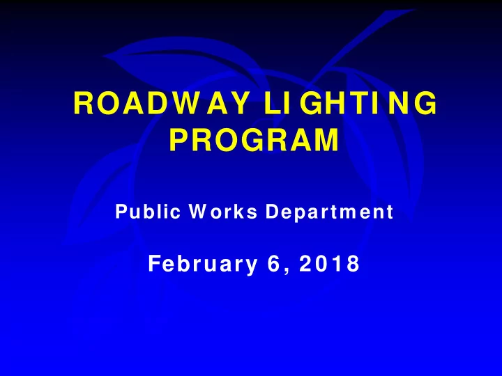 roadw ay li ghti ng program