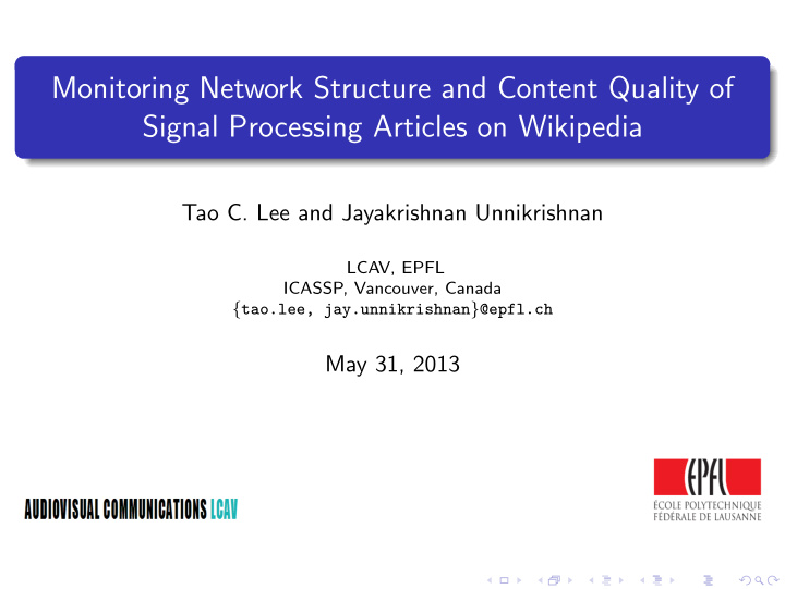 monitoring network structure and content quality of