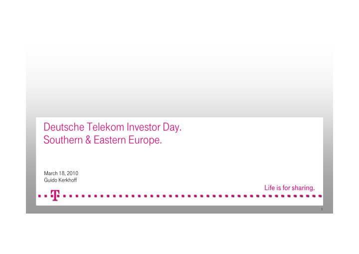 deutsche telekom investor day southern eastern europe