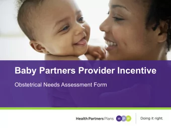 Baby Partners Provider Incentive  Obstetrical Needs Assessment Form  Contact information  Linda