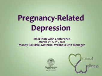 MCH Statewide Conference March 7 th &amp; 8 th , 2012  Mandy Bakulski, Maternal Wellness Unit