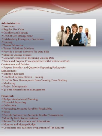 Administrative:    Insurance      Regular  Site  Visits