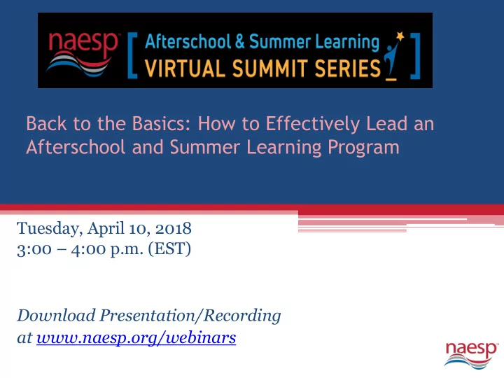 back to the basics how to effectively lead an afterschool