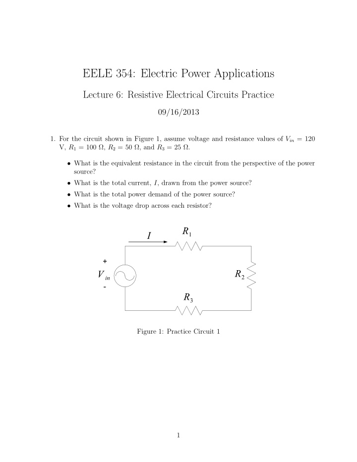 eele 354 electric power applications