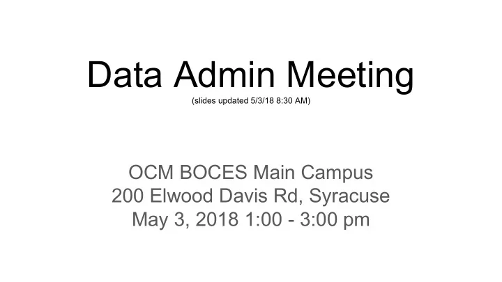 data admin meeting