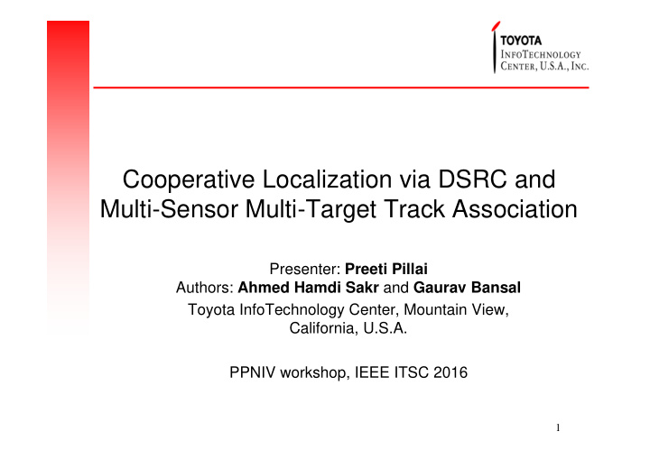 cooperative localization via dsrc and multi sensor multi