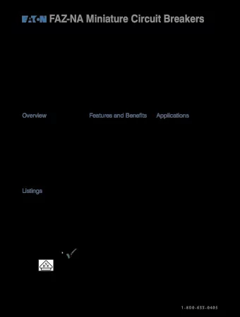 FAZ-NA Miniature Circuit Breakers  Overview  Features and Benefits  Applications  Eaton FAZ-NA and