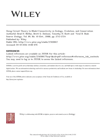 EVOLUTION, AND CONSERVATION  Brad H. McRae,1,5 Brett G. Dickson,2 Timothy H. Keitt,3 and Viral B.