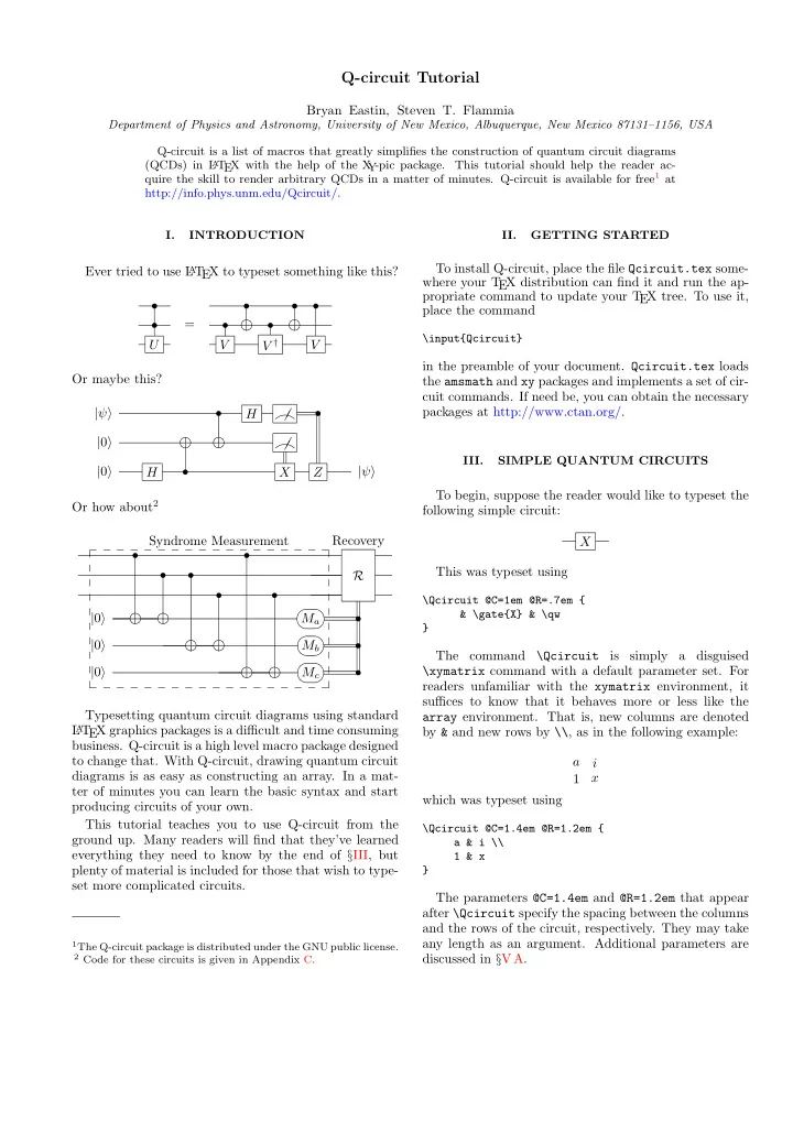 q circuit tutorial
