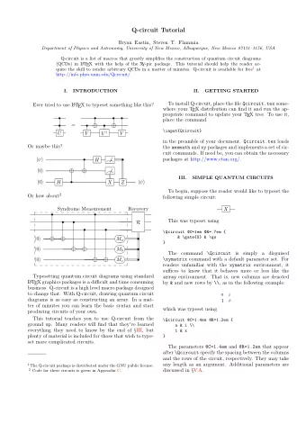 Q-circuit Tutorial  Bryan Eastin, Steven T. Flammia  Department of Physics and Astronomy,