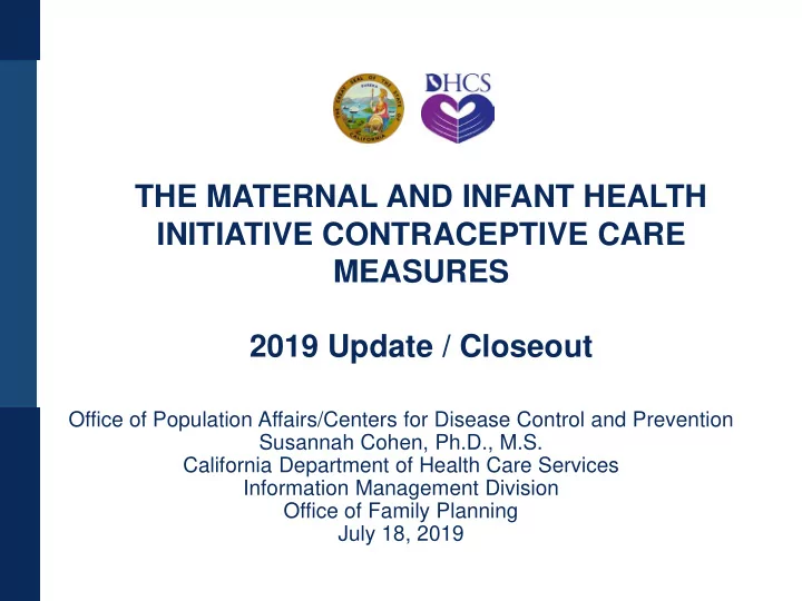 the maternal and infant health initiative contraceptive