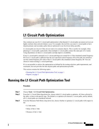 L1 Circuit Path Optimization  One common use case for L1 circuit path optimization is that disjoint