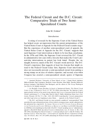 The Federal Circuit and the D.C. Circuit:  Comparative Trials of Two Semi-  Specialized Courts