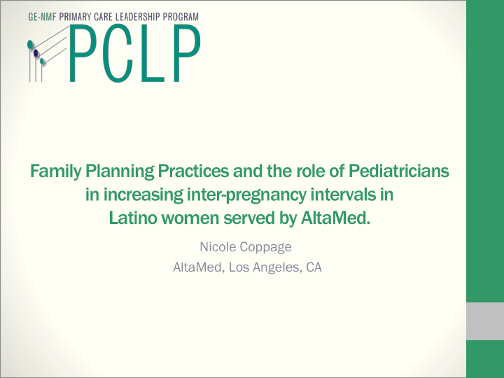 family planning practices and the role of pediatricians