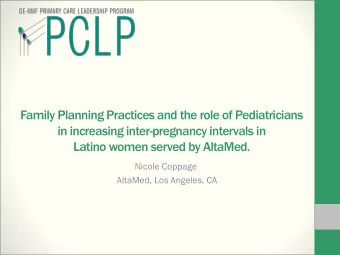 Family Planning Practices and the role of Pediatricians  in increasing inter-pregnancy intervals in