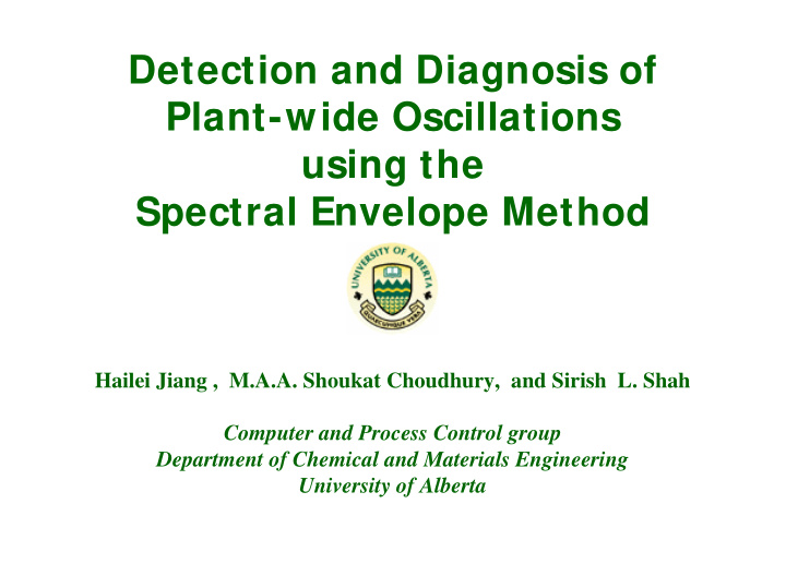 detection and diagnosis of plant wide oscillations using